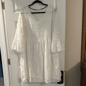 Elegant Long Sleeve Lace Dress in Ecru